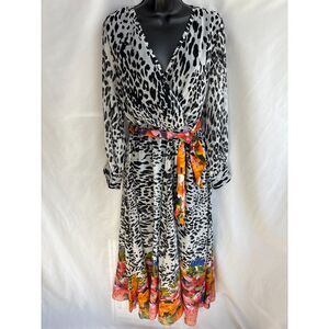Spyzone Exchange Animal Print Floral Long Sleeve Maxi Dress Size S Sexy Cheetah